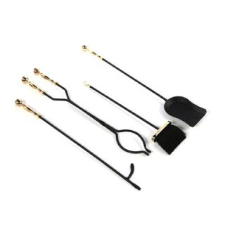Uniflame Corporation 4 Piece Polished Brass Fire Tool Set With Stand