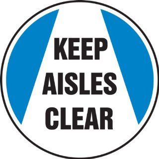 Accuform Signs MFS716 Slip Gard Adhesive Vinyl Round Floor Sign, Legend "KEEP AISLES CLEAR", 17" Diameter, Black/Blue on White Industrial Floor Warning Signs