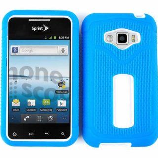 For Lg Optimus Elite / M+ Ls 696 Jelly Case Light Blue White Dual Hybrid Combo Case Accessories Cell Phones & Accessories
