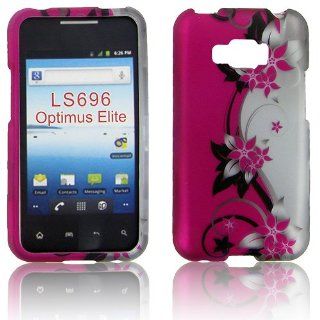 LG LS696 (Optimus Elite) Hot Pink Vine Protective Case Cell Phones & Accessories