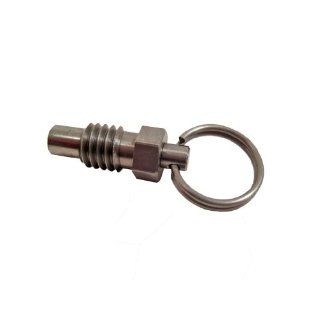WN 717.10 Series Stainless Steel Non Lock Out Type Stubby Hand Retractable Spring Plunger with Pull Ring, 5/8" 11 Thread, 0.69" Thread Length Metalworking Workholding