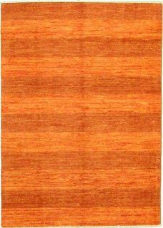 4'3 x 5'11 Orange Hand Knotted Wool Striped Modern Ziegler Rug  