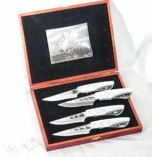 Wholesale Lot 36 pc Case Collectors Wolf Design Knife Skinner Knives Box Gift 8" 