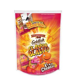 Pepperidge Farm Snack Size Valentine's Goldfish Flavor Blasted Xtra Cheddar Polybag, 25 count, .4 oz bags  Grocery & Gourmet Food