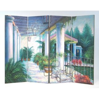 Oriental Furniture 72 Double Sided Lighthouses 3 Panel Room Divider