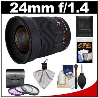 Samyang 24mm f/1.4 ED IF AS UMC Manual Focus Wide Angle Lens with 3 UV/FLD/CPL Filters + Accessory Kit for Canon EOS 7D, 5D Mark II III, 60D, Rebel T3, T3i, T2i Digital SLR Cameras  Digital Slr Camera Lenses  Camera & Photo