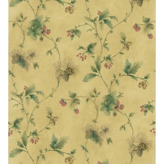 Brewster Home Fashions Northwoods Pine Cone Trail Wallpaper in Yellow