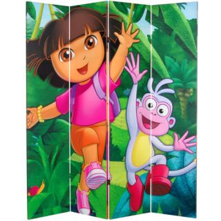 71 x 63 Tall Double Sided Dora the Explorer 4 Panel Room Divider