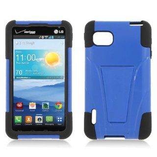 LG LS720 BLUE BLACK RUBBER HYBRID T KICKSTAND COVER HARD CASE by [ACCESSORY ARENA] Cell Phones & Accessories