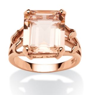 Palm Beach Jewelry 18k Gold Over Silver Emerald Cut Blush Crystal Ring