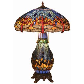 Chloe Lighting Tiffany Style Dragonfly Table Lamp with 128 Cabochons