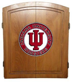 Indiana University Hoosiers Oak Dart Board Cabinet Set  Dartboard Cabinets  Sports & Outdoors