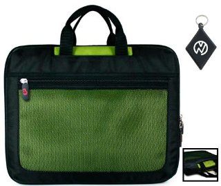 Dell XPS L702X 17.3 Inch Notebook Laptop Computer Nylon Sleeve Carrying Case with Extra Compartment Pockets, Color Black / Green + NuVur ™ Keychain (ND17SEG1) Computers & Accessories