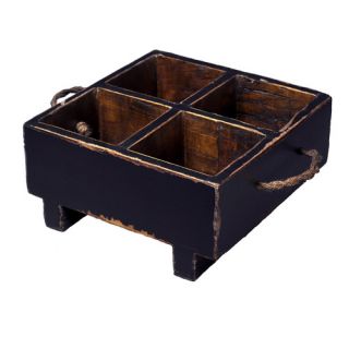 Distressed Square Milk Crate with Rope Handles