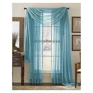HLC.ME Voile Sheer Curtain Turquoise 216 in. Scarf   Window Treatment Sheers