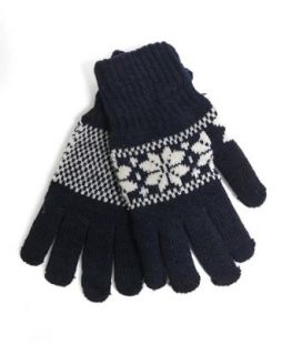 Men's Navy Knit Snowflake Winter Gloves GM1000 at  Mens Clothing store