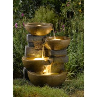 Polyresin and Fiberglass Tiered Pots Fountain