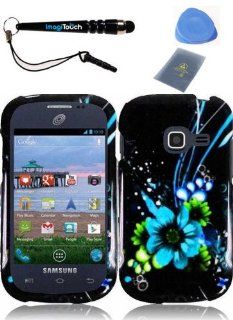 IMAGITOUCH(TM) 4 Item Combo Samsung Galaxy Centura S738C S730G Discover Hard Case Phone Cover Protector Faceplate with Graphics Design   Blue Flower (Stylus pen, ESD Shield bag, Pry Tool, Phone Cover) Cell Phones & Accessories