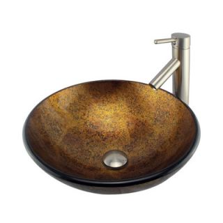 Elite Home Products Foil Handcrafted Glass Bowl Vessel Bathroom Sink