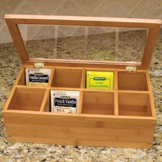 Lipper International Bamboo Eight Compartment Tea Box with Acrylic and