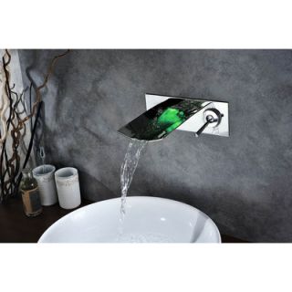 Sumerain Single Handle Wall Mount LED Waterfall Bathroom Sink Faucet