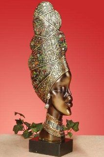 StealStreet SS UG XBA 706 Bronzed Colored African Woman Bust Figurine, Orange Accent   Statues