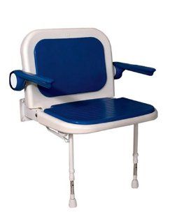 Wide Padded Seat with Back and Arms Color Gray   Shower And Bath Safety Seating And Transfer Products