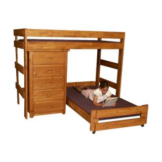 Chelsea Home Twin Over Twin L Shaped Bunk Bed with 5 Drawer Chest