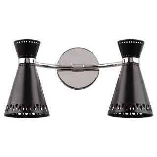 Robert Abbey B708 Sconces with Powder Coat Black Metal Shades, Polished Nickel Finish   Wall Sconces  