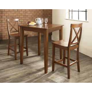 Crosley Three Piece Pub Dining Set with Tapered Leg Table and X Back