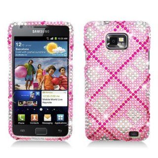 Aimo Wireless SAMI9100PCDI073 Bling Brilliance Premium Grade Diamond Case for AT&T Samsung Galaxy S2 i777   Retail Packaging   White/Pink Plaid Cell Phones & Accessories