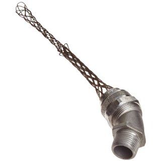 Woodhead 36314 Cable Strain Relief, Right Angle Female, Deluxe Cord Grip, Aluminum Body, Stainless Steel Mesh, 1/2" NPT Thread Size, .375 .500" Cable Diameter, F2 Form Size Electrical Cables