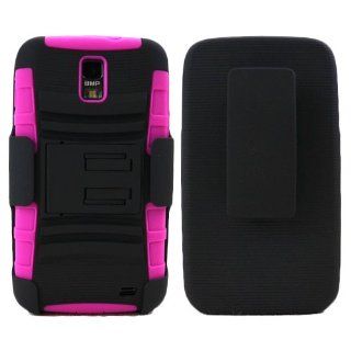 [TurtleArmor] Armor Shell Kickstand Holster Case for Samsung Skyrocket i727 in Different Color Combinations (Screen Protector Film Included) (BLACK/PINK) Cell Phones & Accessories