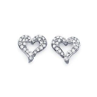 14k White Gold Heart Shape Diamond Stud Earrings 1/2 ct (G H Color, I1 Clarity) Jewelry
