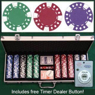 500 Casino Grade Diamond Suited 12.5 gram Poker Chips w/ Free Timer Dealer Button. Premium Composite Clay Poker Chips, Includes Aluminum Case.  Poker Sets  Sports & Outdoors