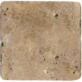 Emser Tile Natural Stone 4 x 4 Tumbled Travertine Tile in Mocha