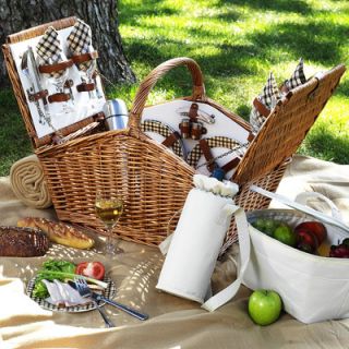 Picnic At Ascot Huntsman Basket for Four with Coffee Set and Blanket