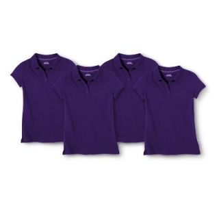 Cherokee Girls School Uniform 4 Pack Short Sleeve Pique Polo   Concord Grape L