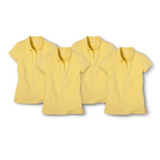 Cherokee Girls School Uniform 4 Pack Short Sleeve Pique Polo   Pongee Tint XS