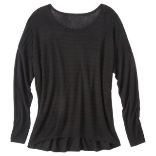 Pure Energy Womens Plus Size Long Sleeve Pullover Sweater   Black X