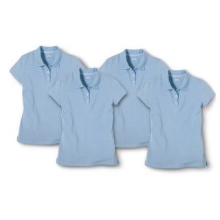 Cherokee Girls School Uniform 4 Pack Short Sleeve Pique Polo   Windy Blue M