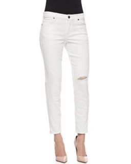 Womens Wisdom Distressed Skinny Ankle Jeans, Optic White   CJ by Cookie Johnson
