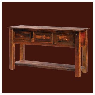 Fireside Lodge Reclaimed Barnwood Three Drawers Console Table
