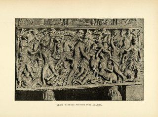 1890 Wood Engraving Greek Warriors Female s Greek Mythology Trojan War   Original Engraving   Prints