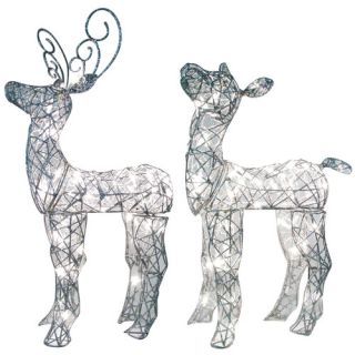 Spun Glitter Miniature Baby Deer Sculpture (Set of 2)