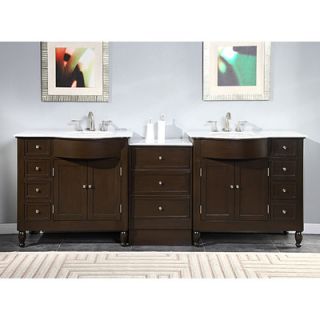 Silkroad Exclusive Kelston 95” Double Sink Cabinet Bathroom Vanity