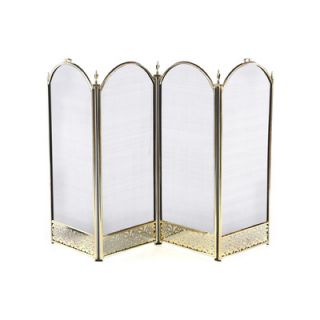 Uniflame Corporation Brass Fireplace Screen with Decorative Filigree