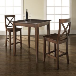 Three Piece Pub Dining Set with Cabriole Leg Table and X Back Barst