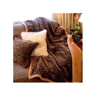 Posh Pelts Leopard Faux Fur Acrylic Throw Blanket and Pillow Set