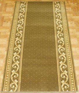 AMZ137   Rug Depot Remnant Runners   31" x 4'9   Stanton Castle   Olive Background   Machine Made of 100% Wool   Serged Ends   ******* THIS PRODUCT IS SOLD AT REMNANT PRICING. IF MORE MATERIAL IS NEEDED, CALL RUG DEPOT CUSTOMER SERVICE AT 800 733 